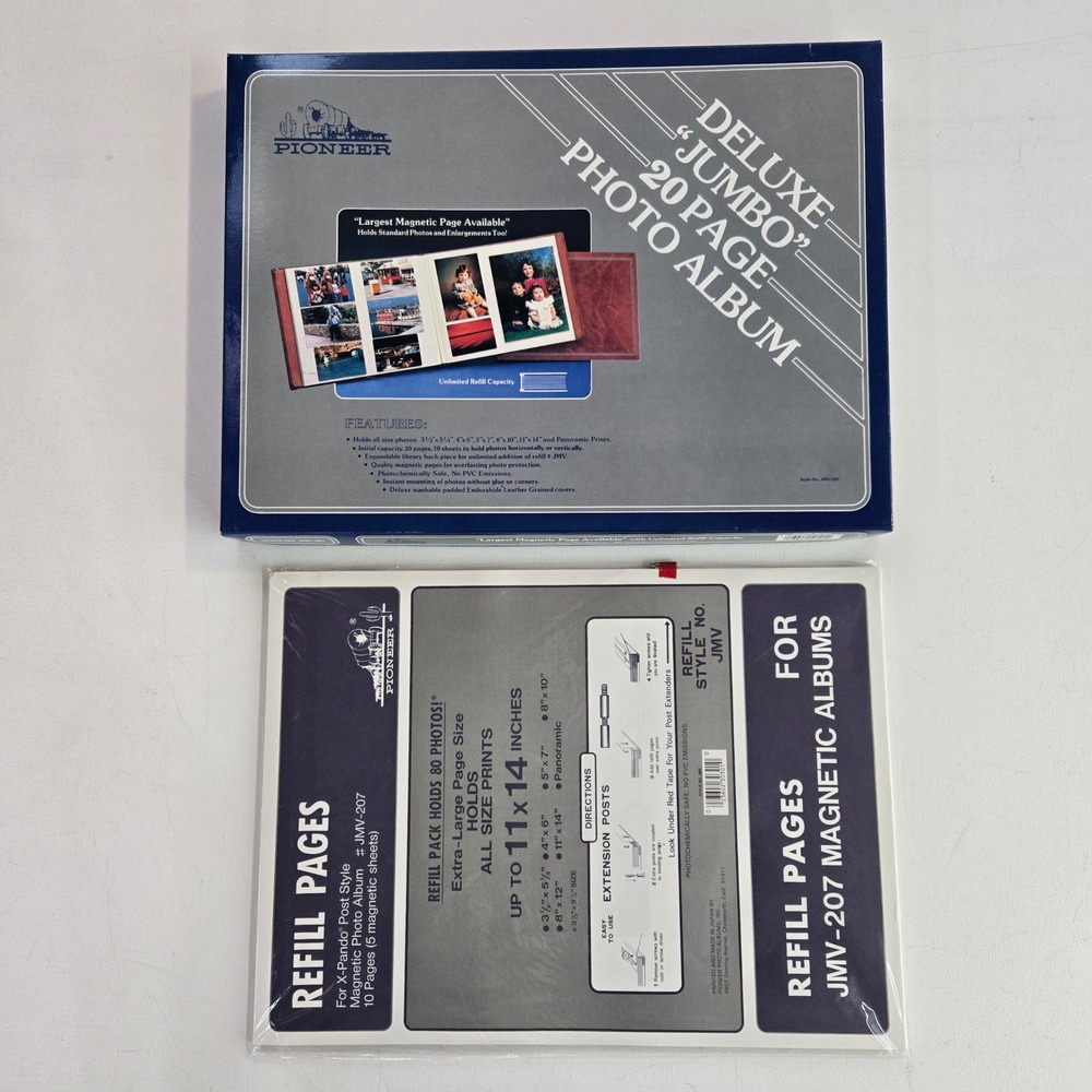 Pioneer Photo Album Jumbo Magnetic 11x14 White JMV-207 Bundle with Refill